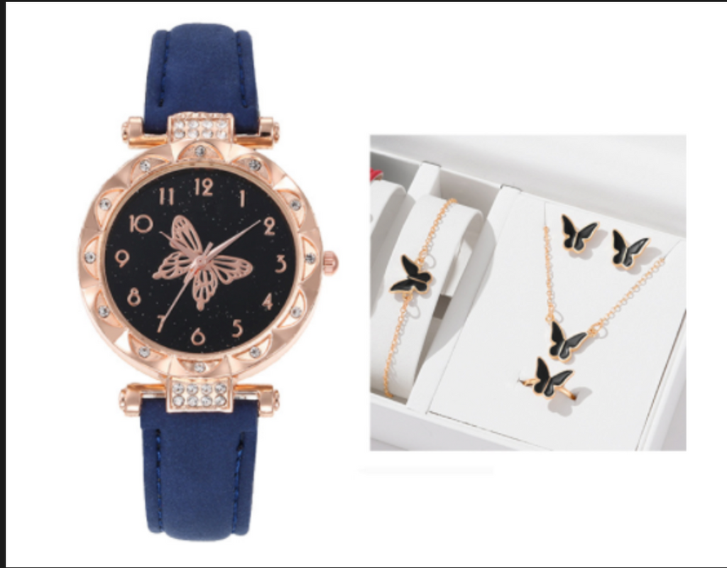 Set Reloj aretes+collar+pulsera y anillo