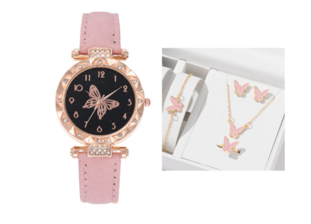Set Reloj aretes+collar+pulsera y anillo