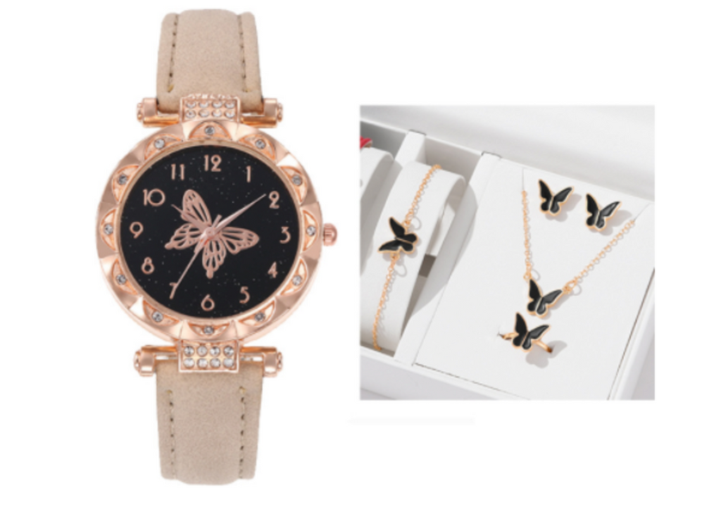 Set Reloj aretes+collar+pulsera y anillo