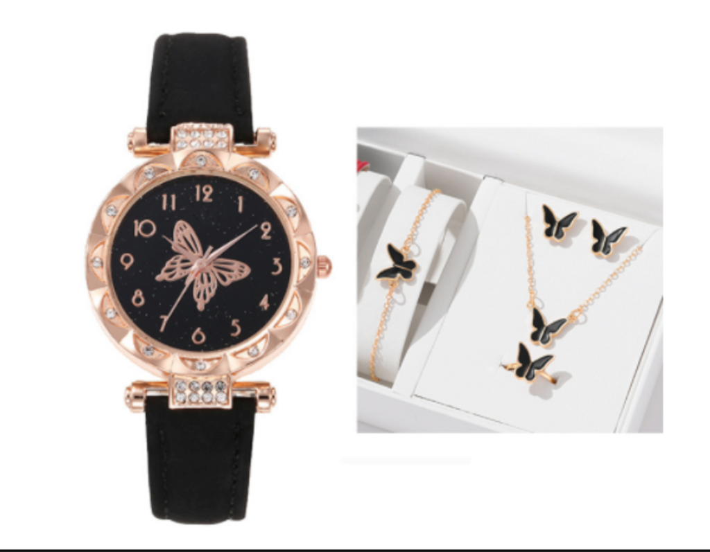 Set Reloj aretes+collar+pulsera y anillo